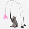 Eurilo™ Cat Feather Teaser Toy – Suction Cup Wand with Bell & Replaceable Head